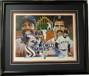 Bill Buckner & Mookie Wilson 1986 World Series 8x10 Photo Framed