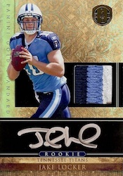 JAKE LOCKER 2011 Topps Rookie Prime Jersey Patch Card #HRPJL (x