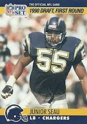 JUNIOR SEAU #55 LICENSED 8X10 COLOR NFL PHOTO SAN DIEGO CHARGERS LINEBACKER