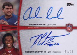 Andrew Luck & Robert Griffin III Autographed 2012 Topps Five Star Dual  Rookie Card (Beckett)