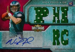 Nick Foles Topps Triple Threads Rookie Auto Relic Emerald sale