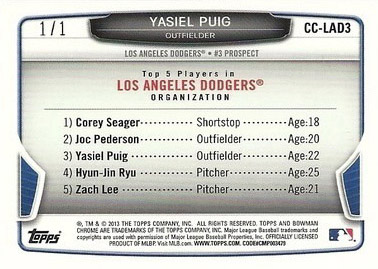 Yasiel Puig Superfractor Surfaces, Seller Asking $30,000 2