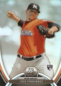 Jose Fernandez baseball card (Florida Marlins) 2013 Topps #589 Rookie Card