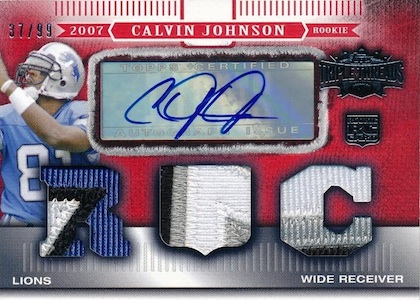 2007 SP Rookie Threads Calvin Johnson Jersey #/99 Detroit Lions Rookie  HOF!