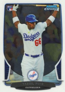 Yasiel Puig Game Worn Jersey Baseball Card