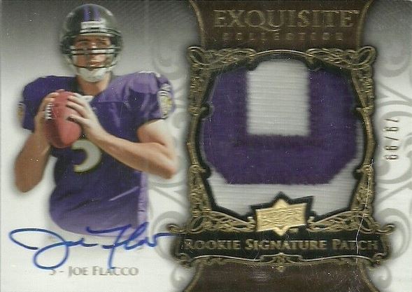 Joe Flacco player worn jersey patch football card (Baltimore Ravens) 2008  Upper Deck Rookie Jersey #UDRJJF black