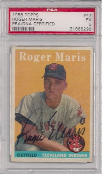 Roger Maris Signed 1962 Exhibits Card Baseball Stats Yankees PSA/DNA Auto  Mint 9 