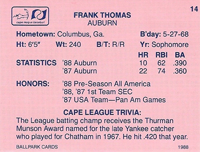 Best Cards: Frank Thomas — The Kelley Black Book