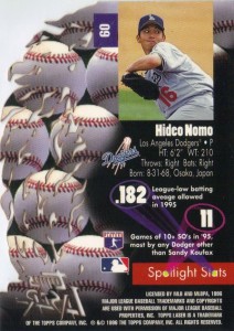 1996 Topps #136 Hideo Nomo - NM