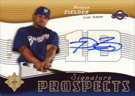 Prince Fielder player worn jersey patch baseball card (Milwaukee