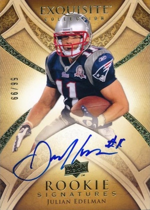 : Julian Edelman 2010 Score NFL Football Mint Rookie Card 172  Picturing This New England Patriots Star in His Blue Jersey : Collectibles  & Fine Art