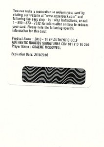 2014 SP Authentic Gold Authentic Rookies Autographs 101 Graeme McDowell Redemption