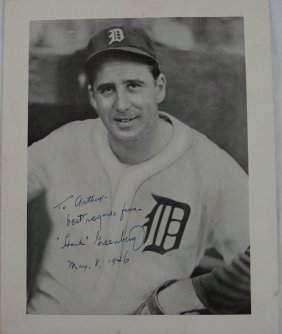 Hank Greenberg Signed Vintage Detroit Tigers Baseball Hat Beckett