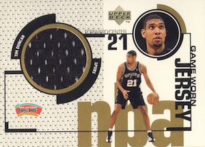 Top Tim Duncan Cards Best Rookies Most Valuable Autographs Inserts   1998 99 Upper Deck Game Jerseys Tim Duncan GJ31 