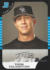 Troy Tulowitzki player worn jersey patch baseball card (Colorado Rockies)  2009 Upper Deck Materials #GM-TT