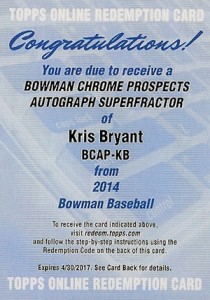 2014 Bowman Kris Bryant Superfractor Autograph Pulled 1