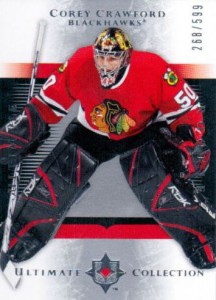 Corey Crawford Signed Blackhawks 35x43 Framed Jersey (JSA COA) 2xCup C –