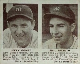 Phil Rizzuto of the New York Yankees poses for an action portrait