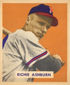 A 1954 Bowman baseball card depicting star player Richie Ashburn of the  Philadelphia Phillies Stock Photo - Alamy