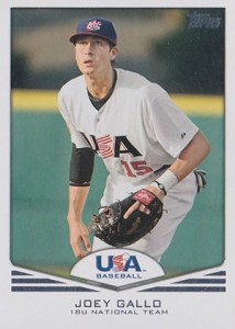 Joey Gallo player worn jersey patch baseball card (Team USA) 2013 Panini  Game Gear Rookie #13