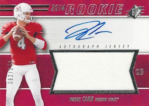 2014 SP Authentic Rookie Autograph Patch Derek Carr RC Auto /350 PSA 10 –  Burbank Sportscards