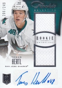 2013-14 Panini Rookie Anthology Tomas Hertl RC #179 Autographed Jersey