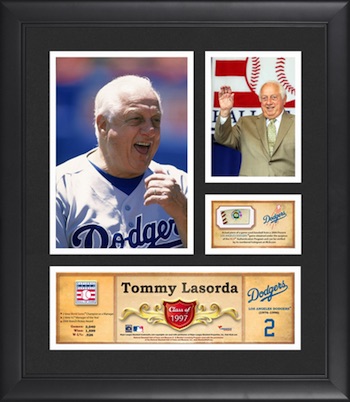 Tommy Lasorda Autographed and Framed Gray Dodgers Jersey Beckett COA