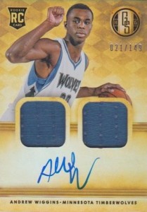 2014-15 Panini Gold Standard Andrew Wiggins RC #201 Autographed Jersey Dual