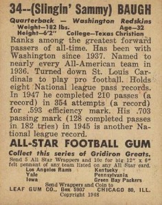 Sammy Baugh Rookie Cards