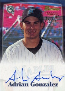 179115 Florida Marlins- Dodgers Star Ft 2000 Just Minors No. 237 Rookie  Adrian Gonzalez Autographed Baseball Card