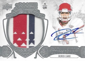 2016 Immaculate Derek Carr Signed Graded Premium Patch Card 1/1 NFL Shield  - BGS 9 - Memorabilia Expert