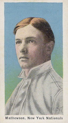 1910-11 M116 Sporting Life Baseball Christy Mathewson blue background