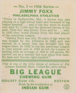 1934 Goudey Jimmy Foxx