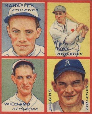 1935 Goudey Baseball Jimmie Foxx Pinky Higgins Roy Mahaffey Dib Williams