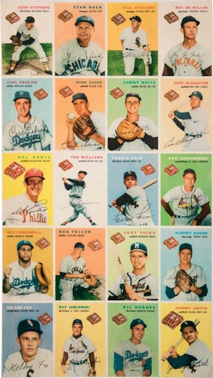 1954 Wilson Franks Baseball uncut sheet