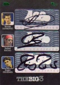 2012 Ace Authentic Grand Slam The Big Three Autographs Novak Djokovic, Rafael Nadal, Roger Federer