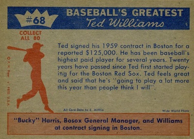 #18 Ted Williams 1941 All Star Hero HOF - 1959 Fleer Baseball