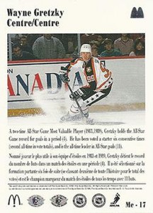 1991-92 Upper Deck McDonald's Base Wayne Gretzky Backb