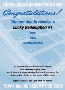 2015 Bowman Baseball Lucky Autograph Redemption Revealed 1