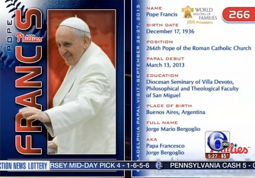 Philadelphia Phillies Giving Away Pope Francis Rookie Cards 2