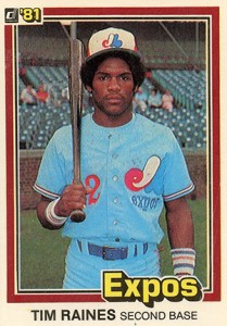 Tim Raines Autographed 1982 Fleer Card (PSA)