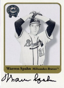 Warren Spahn autographed Baseball Card (Milwaukee Braves) 1980