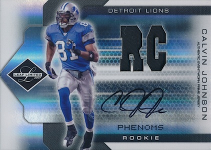 Calvin Johnson 2007 Topps Black Border ROOKIE White GU Patch#2!Lions WR RC  HOF