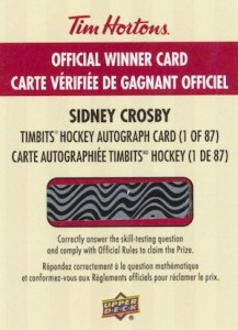 tim hortons jersey relic card value