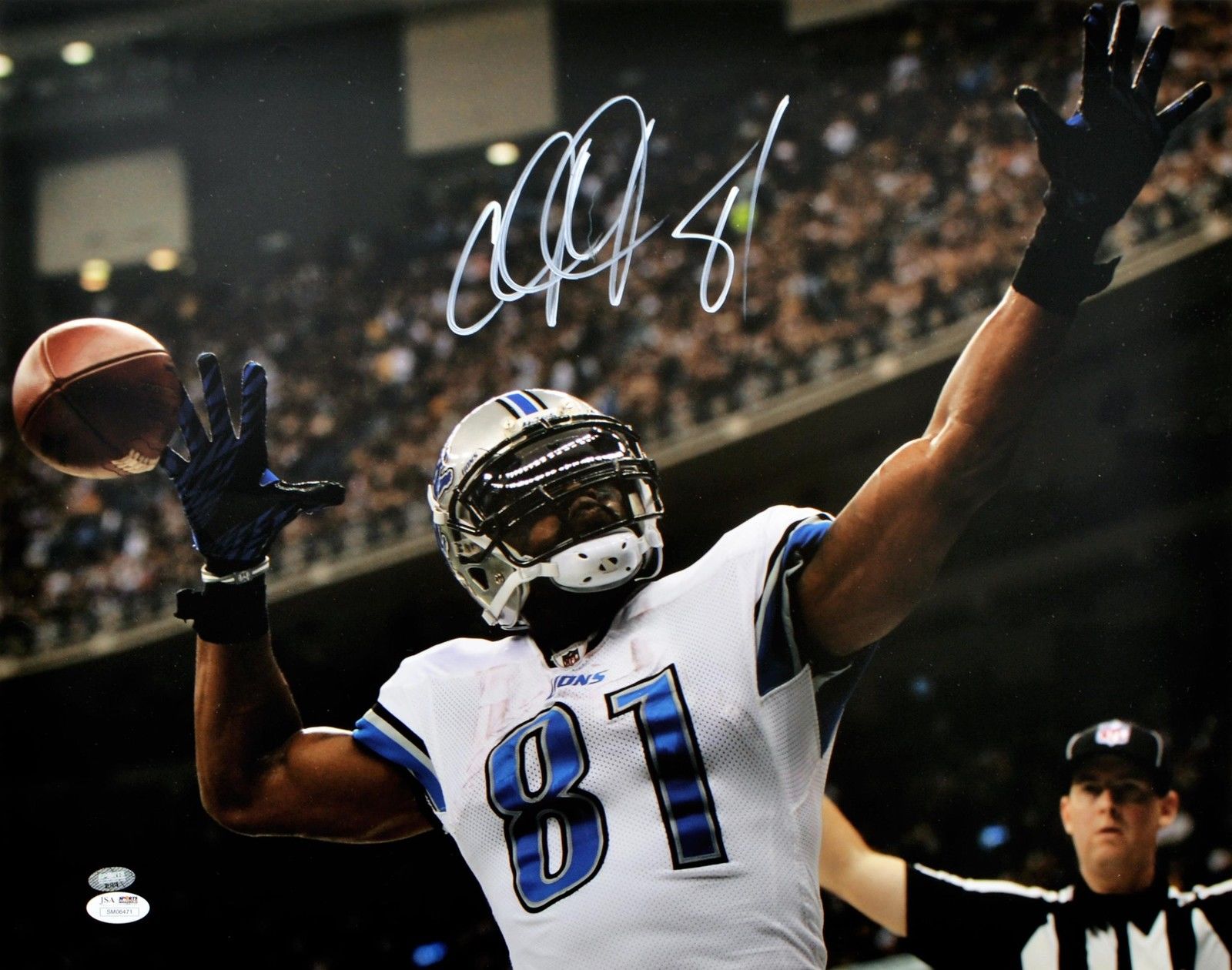 Calvin Johnson Autographed Detroit Lions Black Football NFL Jersey with HOF  21 Inscription JSA