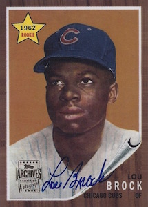 Lou Brock Autographed 1962 Topps Rookie Card #387 Chicago Cubs