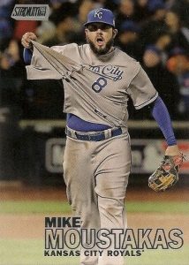 2016 Topps Stadium Club Baseball Variations Moustakas tugging jersey