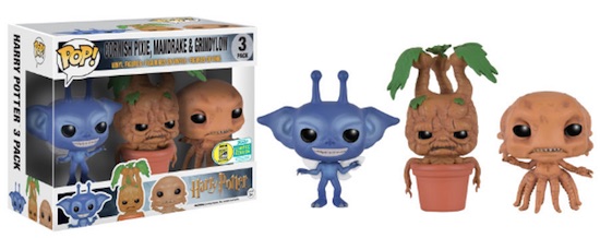 2016 Funko San Diego Comic-Con Exclusives Pop Fantastic Beasts Creatures 3-Pack- Cornish Pixie, Mandrake, Grindylow