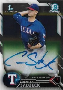 2016 Bowman Chrome Baseball Prospect Autographs Connor Sadzeck