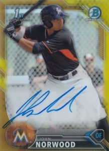 2016 Bowman Chrome Baseball Prospect Autographs Gold John Norwood